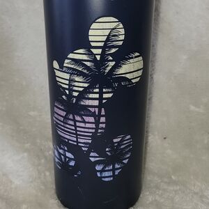 Navy Blue Tumbler with Leaf Design